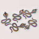 2 Cobra Charms, Rainbow Patina Metal, 1.75" long, chs8081