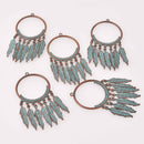 2 Copper Feather Charms, blue verdigris patina, 2.5", chs8082