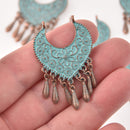 2 Copper Patina Connector Charms, blue verdigris, chs8087