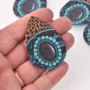 4 Faux Leather Teardrop Charms Western Vegan Leather Pendant 2-1/4" long chs8088