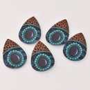 4 Faux Leather Teardrop Charms Western Vegan Leather Pendant 2-1/4" long chs8088