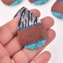 4 Faux Leather Teardrop Charms Zebra Vegan Leather Pendant 2-1/4" long chs8089