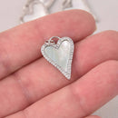 1 White Mother of Pearl Shell Charms, Silver Plated, CZ Micro Pave Crystals, 23mm, chs8098