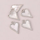 1 White Mother of Pearl Shell Charms, Silver Plated, CZ Micro Pave Crystals, 23mm, chs8098