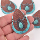4 Faux Leather Teardrop Charms Vegan Leather Pendant 2-1/4" long chs8101