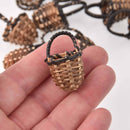 2 Rattan Charms, Small Basket, chs8103