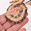 2 Rattan Charms, Wicker Fan Shape, chs8104