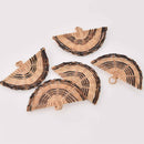 2 Rattan Charms, Wicker Fan Shape, chs8104