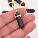 1 Blue Goldstone Point Charm, Gemstone Pendant, gold trim, 1.5", chs8113