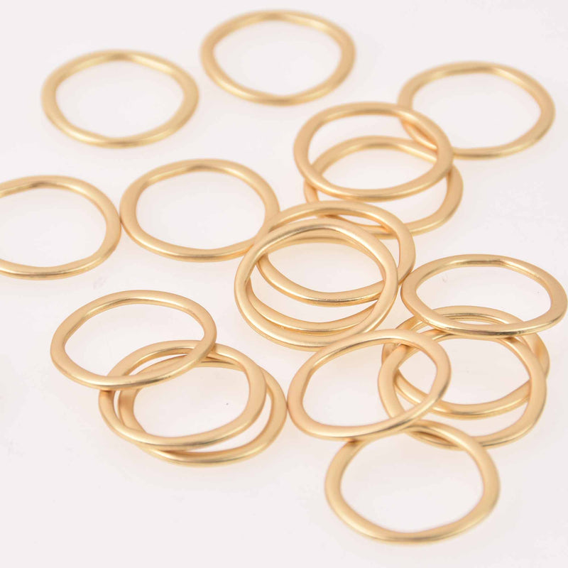 6 Matte Gold CIRCLE RING Charm Connectors Wavy Links 24mm chs8126