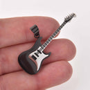 1 ELECTRIC GUITAR Charm, Black and Silver Stainless Steel chs8127