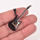 1 ELECTRIC GUITAR Charm, Black and Silver Stainless Steel chs8127