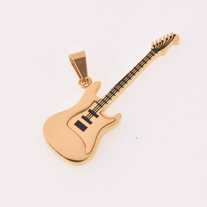 1 ELECTRIC GUITAR Charm, Gold Stainless Steel chs8128