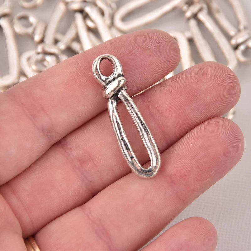 10 Silver Loop Charms, 38mm, chs8130