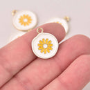 4 Flower Charms, Gold with Enamel, chs8134