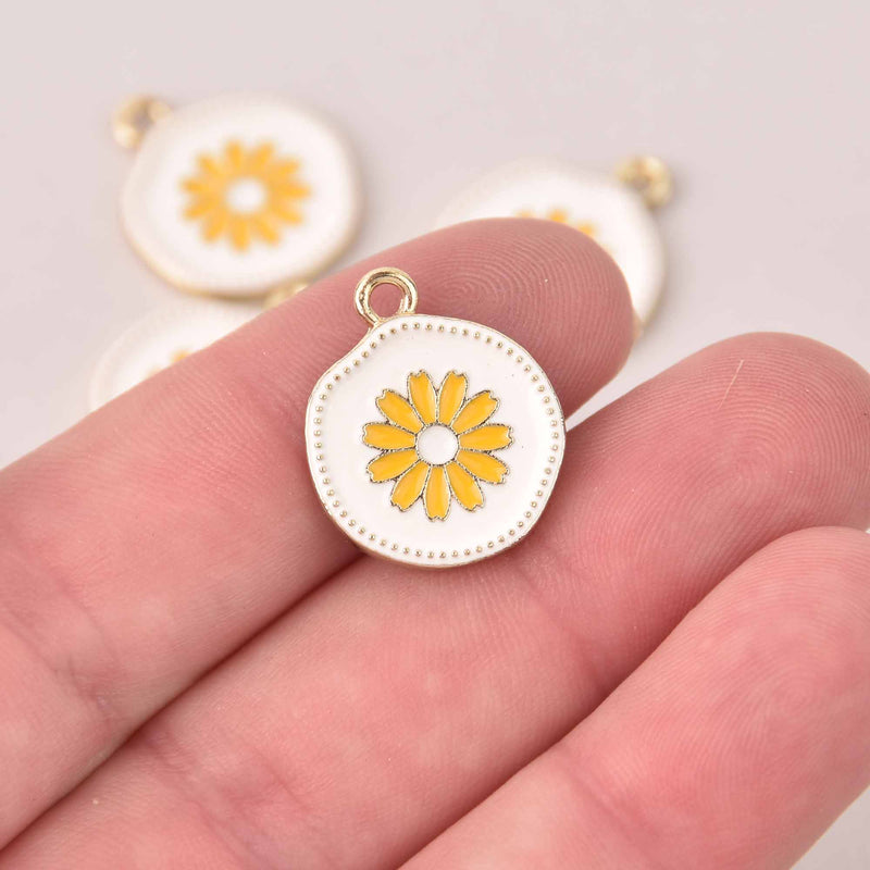 4 Flower Charms, Gold with Enamel, chs8134