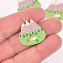 4 Mountain Charms, Gold plate with enamel, chs8137