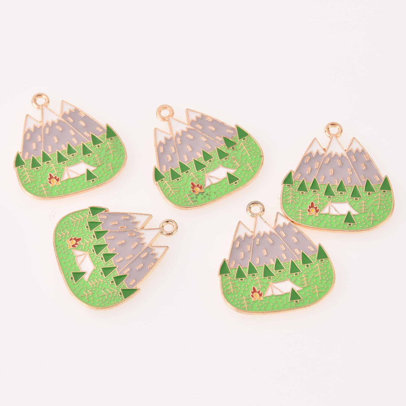 4 Mountain Charms, Gold plate with enamel, chs8137