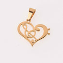 1 Music Heart Charm, Treble Clef Charm, Gold Stainless Steel chs8141