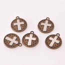 4 Cross Charms, bronze and silver, chs8143