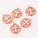 4 Cross Charms, rose gold and silver, chs8144