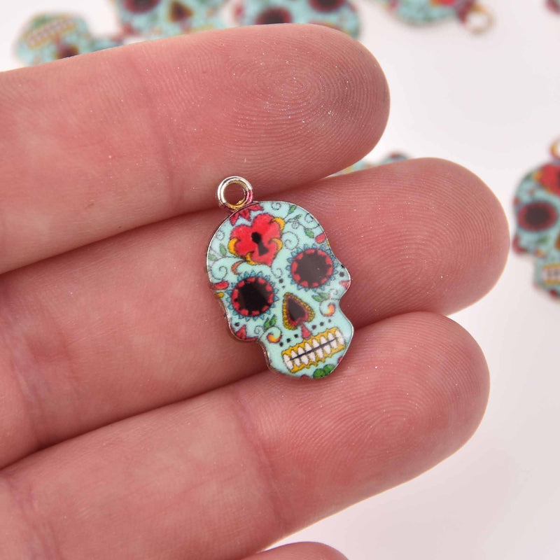 10 Skull Charms, Day of the Dead Charms, Halloween Charms, chs8148b