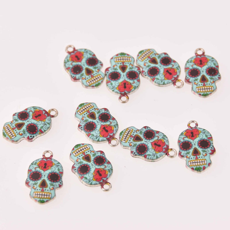 10 Skull Charms, Day of the Dead Charms, Halloween Charms, chs8148b