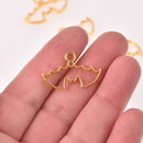 6 Gold Bezel Charms for Resin, Halloween Bat Charm, chs8149
