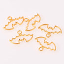 6 Gold Bezel Charms for Resin, Halloween Bat Charm, chs8149