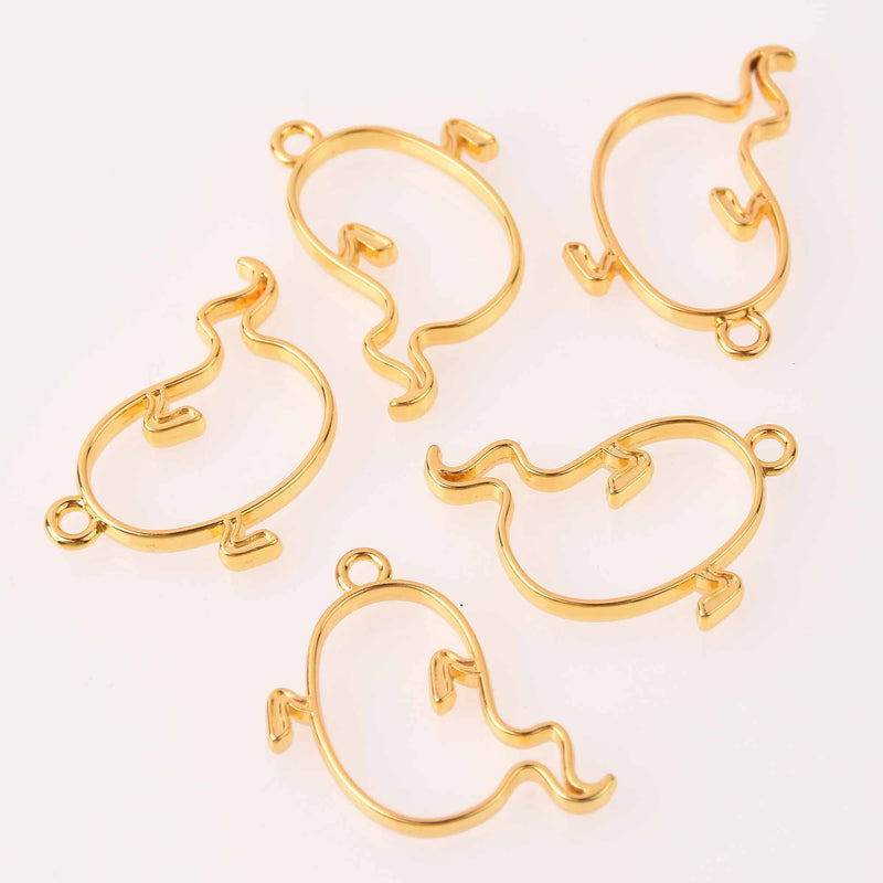 6 Gold Bezel Charms for Resin, Halloween Ghost Charm, chs8150