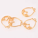 6 Gold Bezel Charms for Resin, Halloween Owl and Stars Charm, chs8151