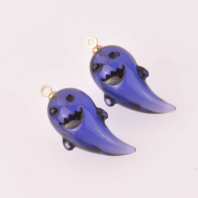 2 Blue Ghost Charms, Halloween Charms, chs8156