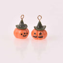 2 Jack O Lantern Charms, Halloween Charms, chs8158