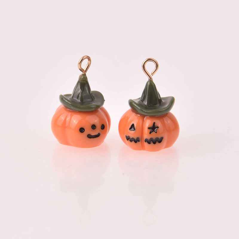2 Jack O Lantern Charms, Halloween Charms, chs8158