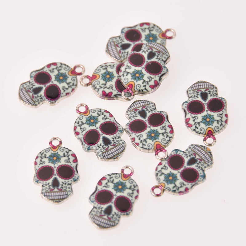 Skull Charms, Day of the Dead Charms, Halloween Charms, chs8161
