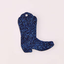 Drill Team Boot Laser Cut Charm, Navy Blue Glitter Acrylic Shape, 2" x 1.5", chs8162