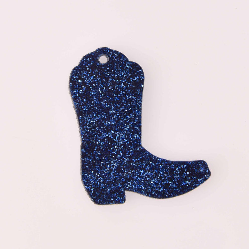 Drill Team Boot Laser Cut Charm, Navy Blue Glitter Acrylic Shape, 2" x 1.5", chs8162