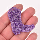 Drill Team Boot Laser Cut Charm, Purple Glitter Acrylic Shape, 2" x 1.5", chs8163