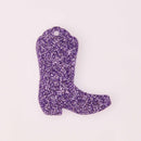 Drill Team Boot Laser Cut Charm, Purple Glitter Acrylic Shape, 2" x 1.5", chs8163