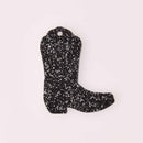 Drill Team Boot Laser Cut Charm, Black Glitter Acrylic Shape, 2" x 1.5", chs8164