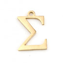 Sigma Charm, Gold Stainless Steel, Greek Letter, Sorority Charms, 14mm, chs8170