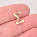 Sigma Charm, Gold Stainless Steel, Greek Letter, Sorority Charms, 14mm, chs8170