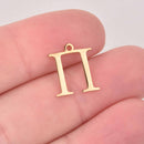 Pi Charm, Gold Stainless Steel, Greek Letter, Sorority Charms, 14mm, chs8172