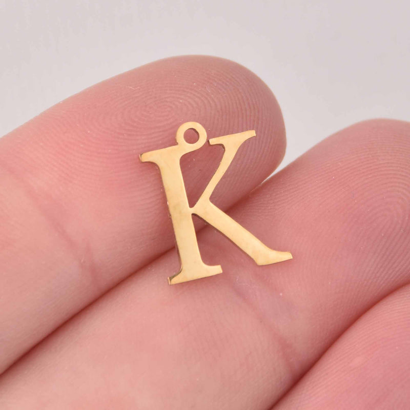 Kappa Charm, Gold Stainless Steel, Greek Letter, Sorority Charms, 14mm, chs8173