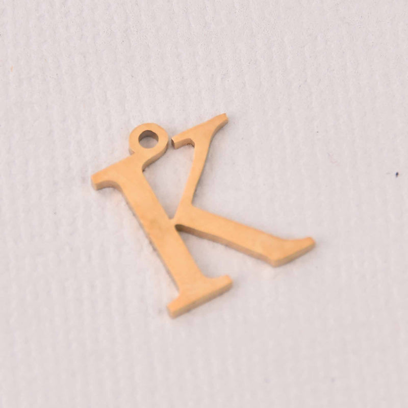 Kappa Charm, Gold Stainless Steel, Greek Letter, Sorority Charms, 14mm, chs8173