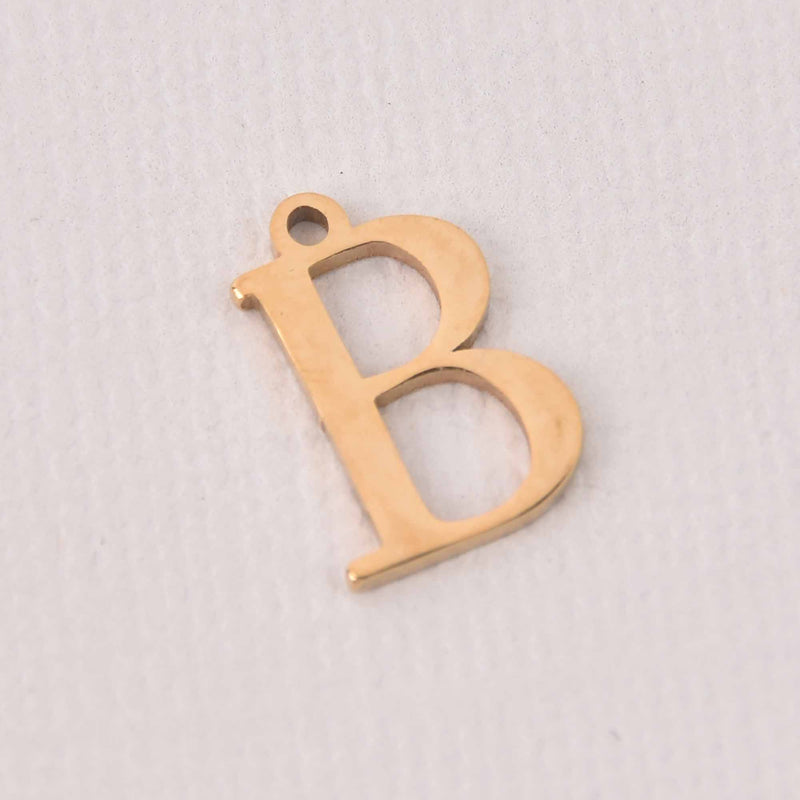 Beta Charm, Gold Stainless Steel, Greek Letter, Sorority Charms, 14mm, chs8176