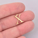 Chi Charm, Gold Stainless Steel, Greek Letter, Sorority Charms, 14mm, chs8177