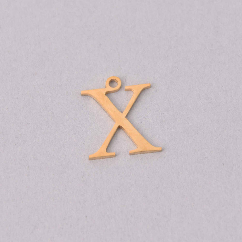 Chi Charm, Gold Stainless Steel, Greek Letter, Sorority Charms, 14mm, chs8177