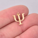 Psi Charm, Gold Stainless Steel, Greek Letter, Sorority Charms, 14mm, chs8179