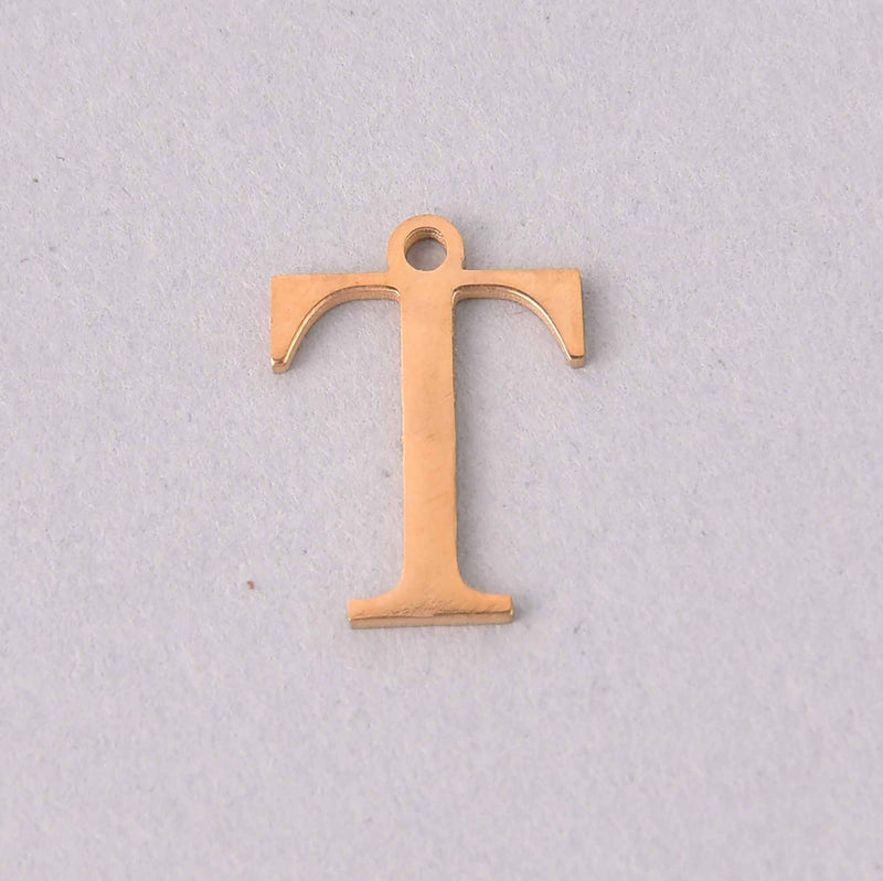 Tau Charm, Gold Stainless Steel, Letter T, Sorority Charms, 14mm, chs8180